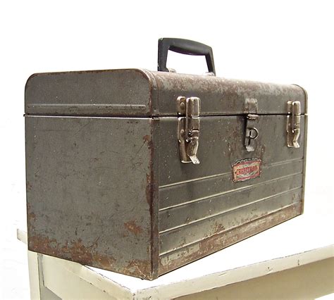 vintage craftsman sears tool box metal handle small long|Vintage Craftsman Metal Tool Box for sale .